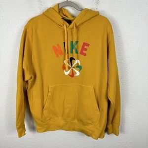 Nike Evolution Of The Swoosh Yellow Pinwheel Hoodie Mens size Large Athletic